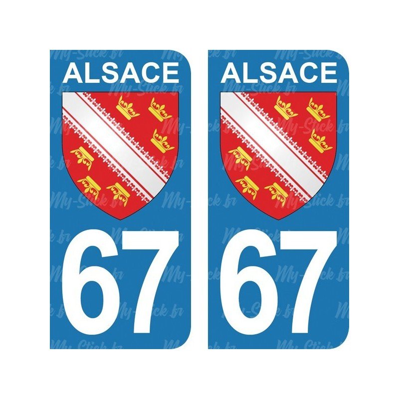 Blason Alsace - Stickers plaque immatriculation 67