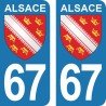 Blason Alsace - Stickers plaque immatriculation 67