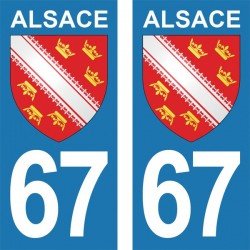 Blason Alsace - Stickers plaque immatriculation 67