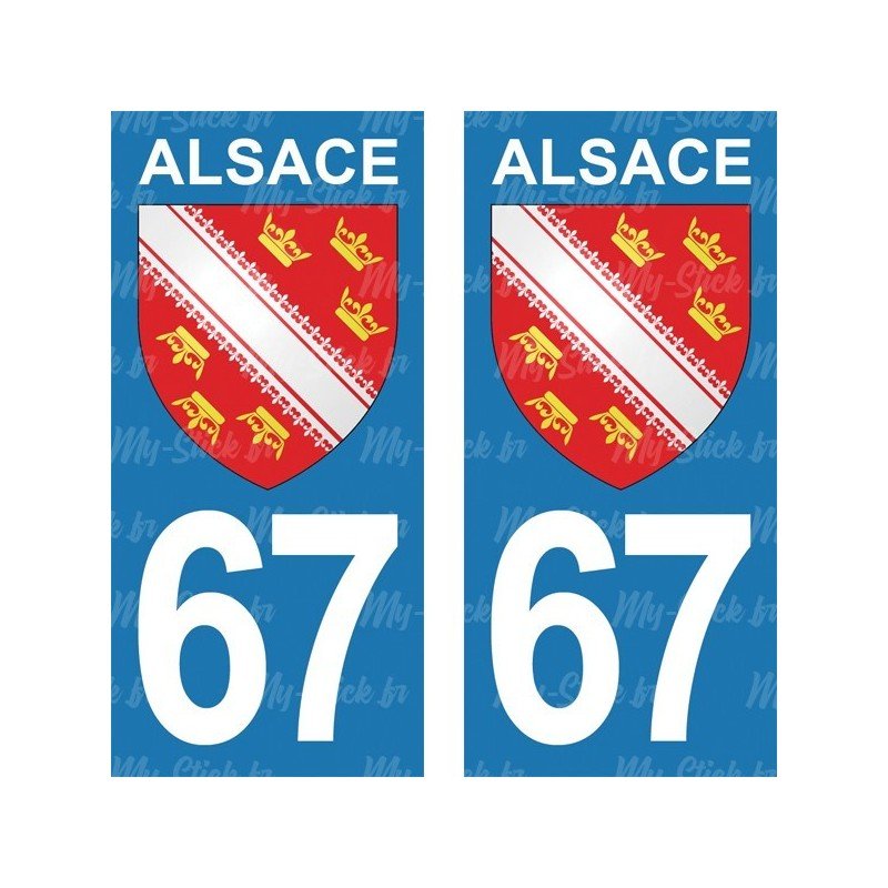 Blason Alsace - Stickers plaque immatriculation 67