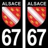 Blason Alsace - Stickers plaque immatriculation 67