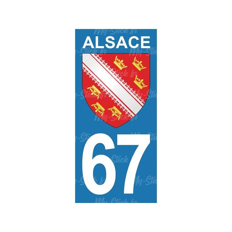 Blason Alsace - Stickers plaque immatriculation 67