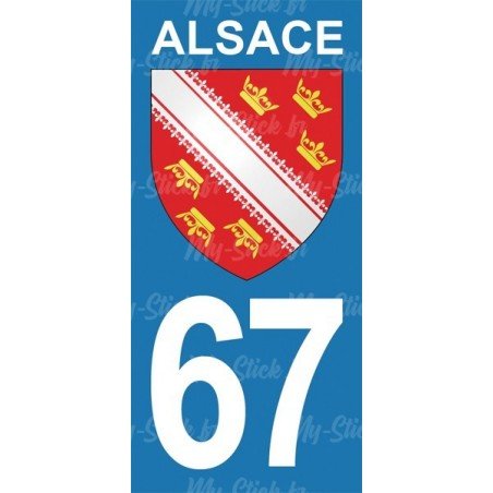 Blason Alsace - Stickers plaque immatriculation 67