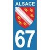 Blason Alsace - Stickers plaque immatriculation 67
