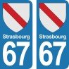 Blason Strasbourg - Stickers plaque immatriculation 67