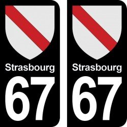 Blason Strasbourg - Stickers plaque immatriculation 67