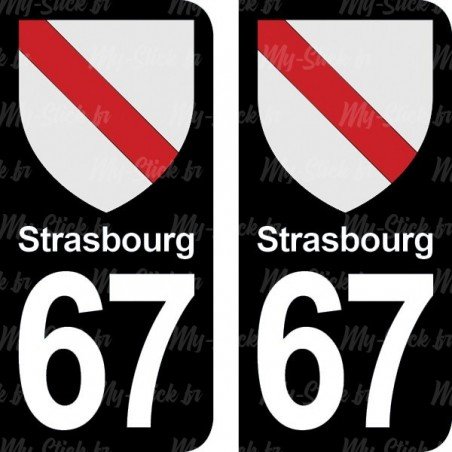 Blason Strasbourg - Stickers plaque immatriculation 67