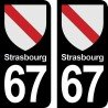 Blason Strasbourg - Stickers plaque immatriculation 67