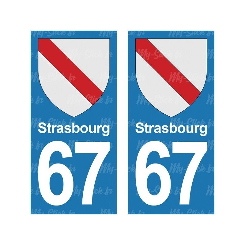 Blason Strasbourg - Stickers plaque immatriculation 67