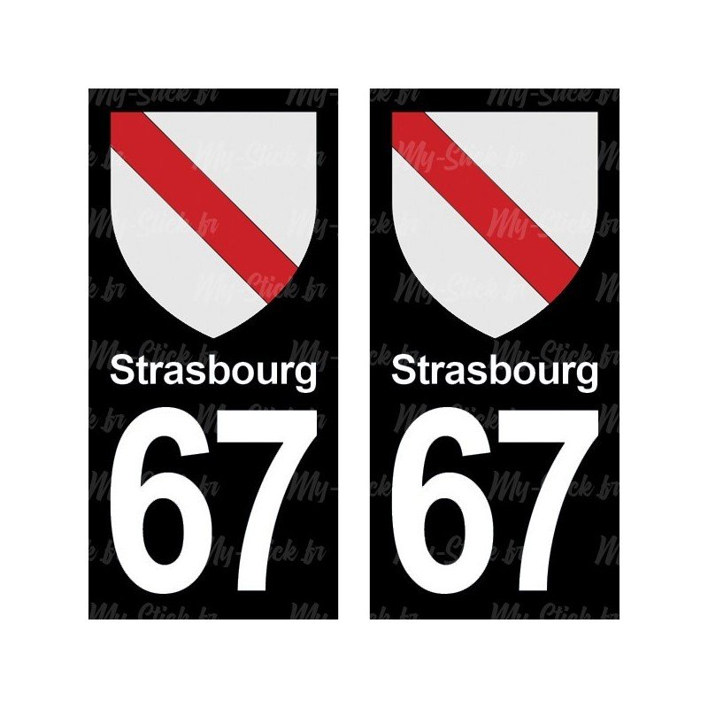 Blason Strasbourg - Stickers plaque immatriculation 67