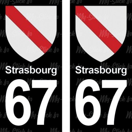 Blason Strasbourg - Stickers plaque immatriculation 67