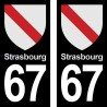 Blason Strasbourg - Stickers plaque immatriculation 67