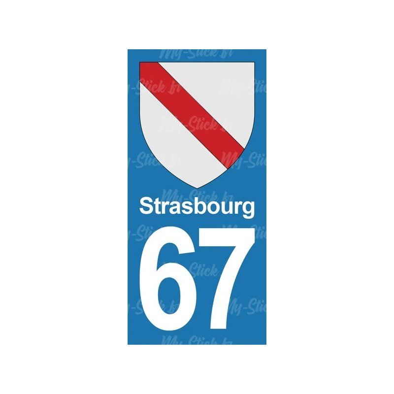 Blason Strasbourg - Stickers plaque immatriculation 67