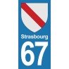 Blason Strasbourg - Stickers plaque immatriculation 67