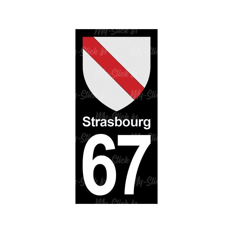 Blason Strasbourg - Stickers plaque immatriculation 67