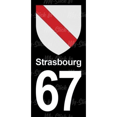 Blason Strasbourg - Stickers plaque immatriculation 67
