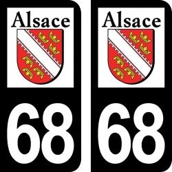 Stickers plaque immatriculation 68 Alsace