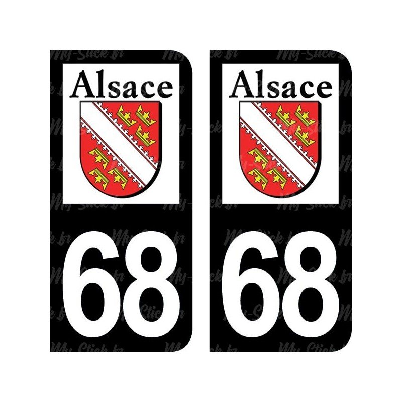 Stickers plaque immatriculation 68 Alsace