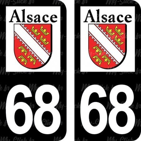 Stickers plaque immatriculation 68 Alsace