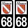 Stickers plaque immatriculation 68 Alsace