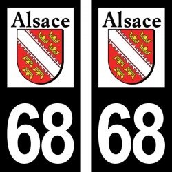 Stickers plaque immatriculation 68 Alsace