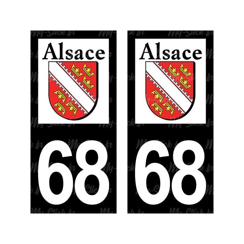 Stickers plaque immatriculation 68 Alsace