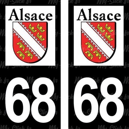 Stickers plaque immatriculation 68 Alsace