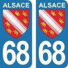 Blason Alsace - Stickers plaque immatriculation 68