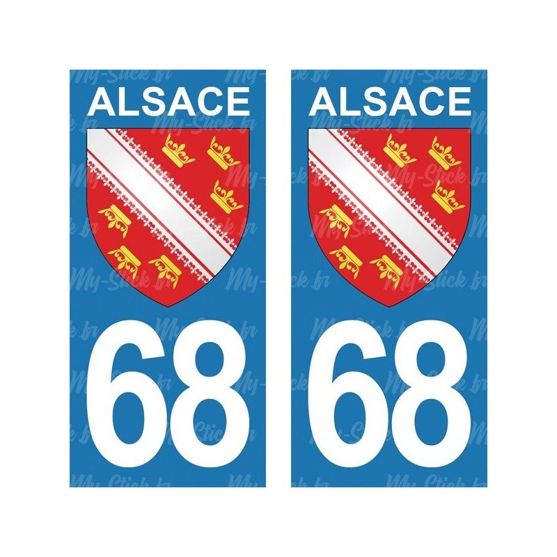 Blason Alsace - Stickers plaque immatriculation 68