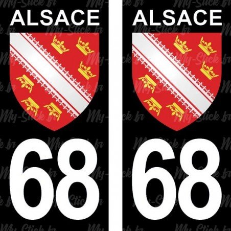 Blason Alsace - Stickers plaque immatriculation 68