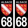 Blason Alsace - Stickers plaque immatriculation 68
