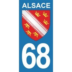 Blason Alsace - Stickers plaque immatriculation 68