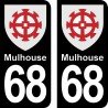 Blason Mulhouse - Stickers plaque immatriculation 68