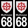 Blason Mulhouse - Stickers plaque immatriculation 68