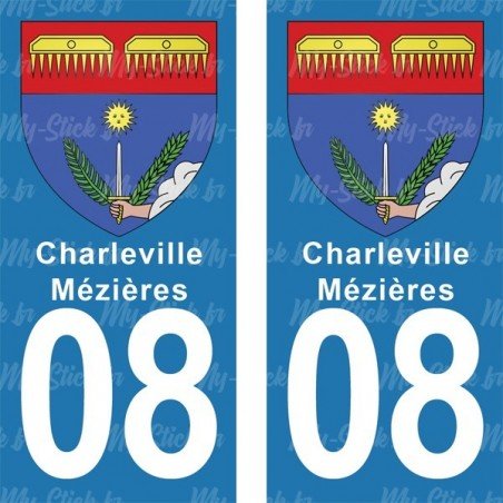 Blason Charleville-Mézières - Stickers plaque immatriculation 08