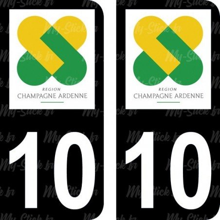 Stickers plaque immatriculation 10 Champagne-Ardenne