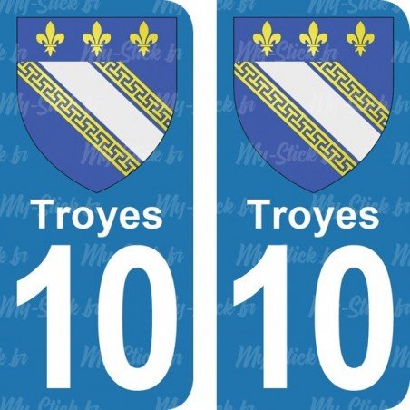 Blason Troyes - Stickers plaque immatriculation 10