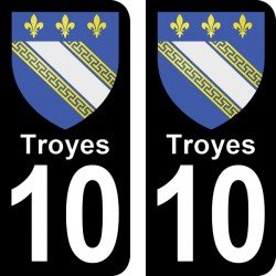 Blason Troyes - Stickers plaque immatriculation 10