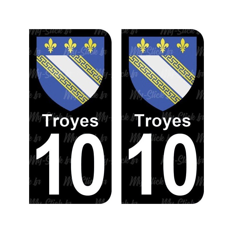 Blason Troyes - Stickers plaque immatriculation 10