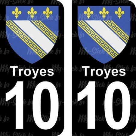 Blason Troyes - Stickers plaque immatriculation 10