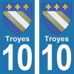 Blason Troyes - Stickers plaque immatriculation 10