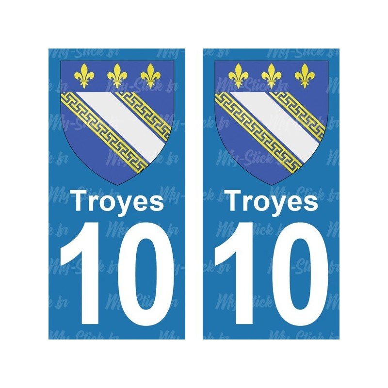 Blason Troyes - Stickers plaque immatriculation 10