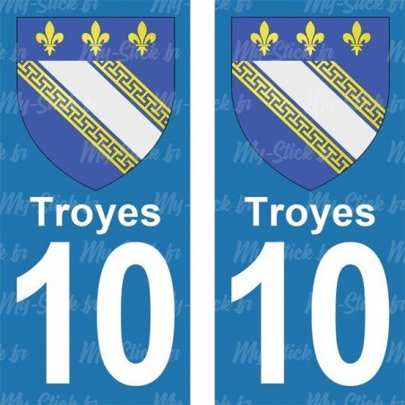 Blason Troyes - Stickers plaque immatriculation 10