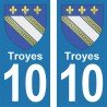 Blason Troyes - Stickers plaque immatriculation 10