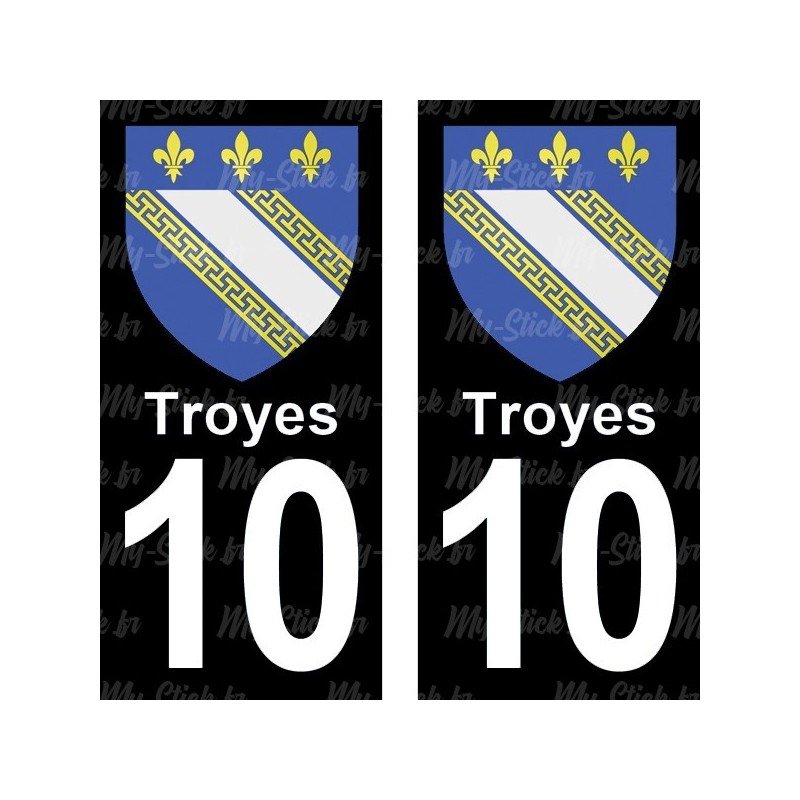 Blason Troyes - Stickers plaque immatriculation 10