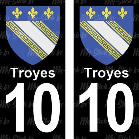 Blason Troyes - Stickers plaque immatriculation 10