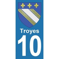 Blason Troyes - Stickers plaque immatriculation 10