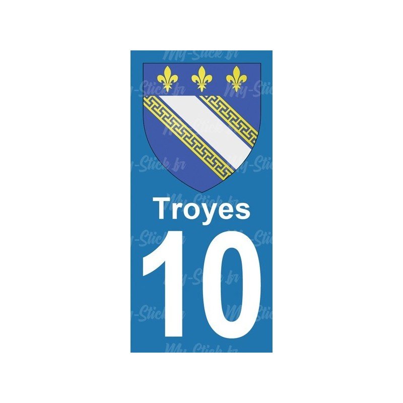 Blason Troyes - Stickers plaque immatriculation 10