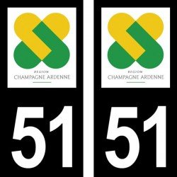 Stickers plaque immatriculation 51 Champagne-Ardenne