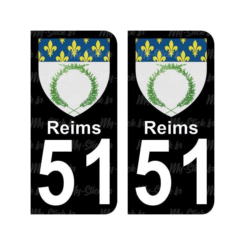 Blason Reims - Stickers plaque immatriculation 51